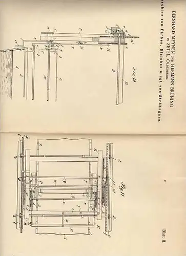 Original Patentschrift - H. Brüning in Zetel , Oldenburg , 1898 , Maschine zum Färben und Bleichen , Garn !!!