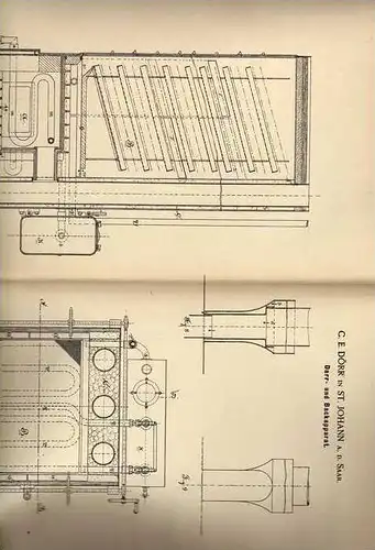 Original Patentschrift -  C. Dörr in St.Johann a. der Saar , 1886 , Backapparat  , Bäckerei , Bäcker !!