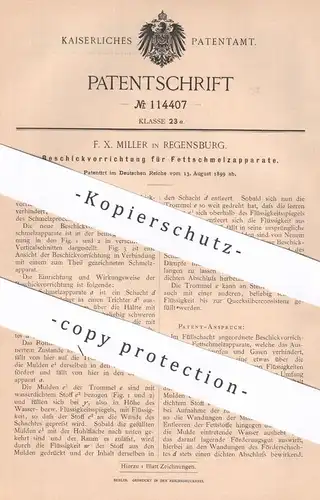 original Patent - F. X. Miller , Regensburg , 1899 , Beschickvorrichtung für Fettschmelzapparat | Fett , Fette , Gas !!