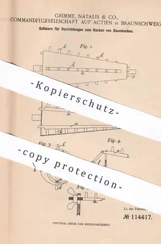 original Patent - Grimme, Natalis & Co. KG auf Aktien Braunschweig , 1900 | Gusskern für Baumkuchen - Form | Bäckerei !