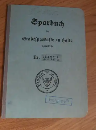 altes Sparbuch Halle , 1934 - 1941 , Martin Wagner , Halberstädterstrasse , Sparkasse , Bank !!!