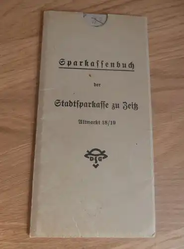 altes Sparbuch Zeitz, 1930 - 1945 , Rudolf Oertel , Sparkasse , Vater - Jahn Strasse , Bank !!!