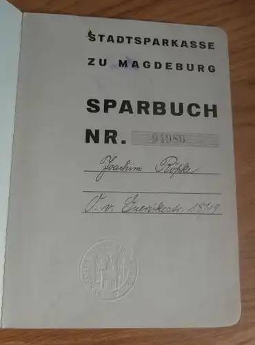 altes Sparbuch Magdeburg, 1936 - 1945 , Joachim Röpke , Guerikestrasse , Sparkasse , Bank !!!