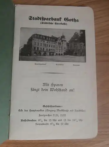 altes Sparbuch Gotha , 1928 - 1945 , Gerhard Fischer , Raabestrasse , Sparkasse , Bank !!!