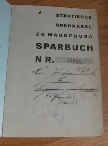 altes Sparbuch Magdeburg , 1930 - 1944 , Joachim Röpke , Sparkasse , Bank !!!