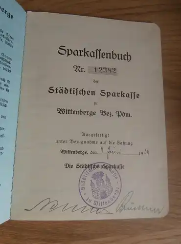 altes Sparbuch Wittenberge, 1939 - 1945 , Maria Pingel , Johann Runge Strasse , Sparkasse , Bank !!!