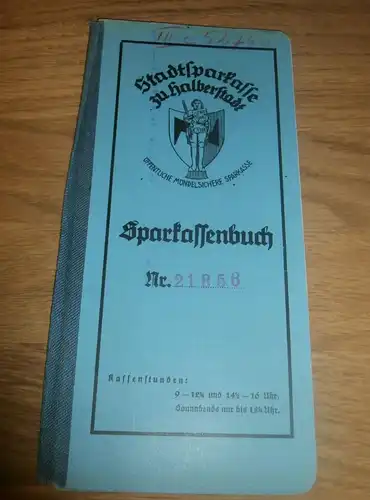 altes Sparbuch Halberstadt ,1941 - 1943 , Alma Scharnhorst , Sparkasse , Bank !!!