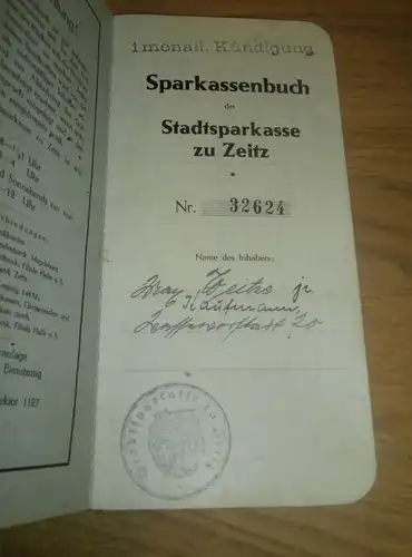 altes Sparbuch Zeitz ,1932 - 1945 , Kaufmann Weitze , Sparkasse , Bank !!!