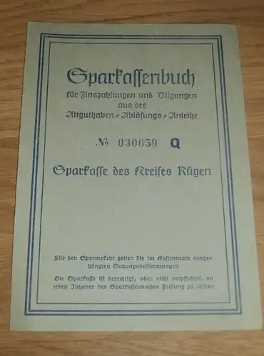 altes Sparbuch Binz a. Rügen ,1952 - 1959 , Erna Mengel , geb. Kamps , Sparkasse , Bank !!!