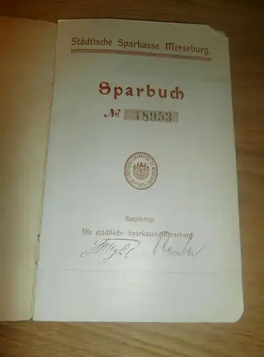 altes Sparbuch Merseburg Gustaf Wünsch , 1928-1944,  Sparkasse , Bank !!!