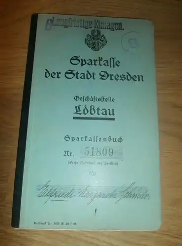 altes Sparbuch Löbtau / Dresden, 1929-1945 , Sparkasse , Bank !!!