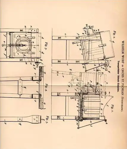 Original Patentschrift - W. Worf in Groß St. Florian , Steiermark , 1899 , Schank - Eisschrank , Gefrierschrank !!!