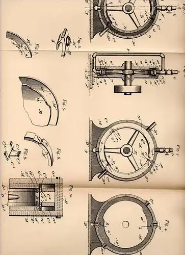 Original Patentschrift - Sadorus Rotary Engine in Sarilda , Idaho , 1905 , Kolbensteuerung für Kraftmaschinen !!!