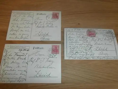 Dr. Richard Biedermann-Imhoof , Eutin , 1914/15 , 3 Schreiben aus Nachlass , an Dr. J. Vodoz , mit Autograph !!!