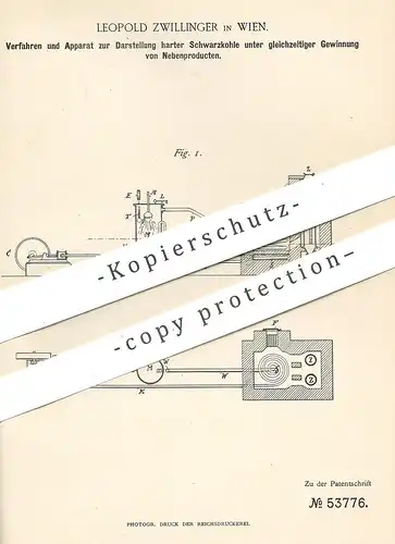 original Patent - Leopold Zwillinger , Wien , Österreich , 1889 , Darstellung harter Schwarzkohle | Kohle , Brennstoff