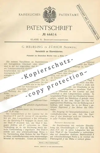 original Patent - G. Helbling , Zürich , Schweiz  1888 , Verschluss an Sturmlaterne | Laterne , Laternen | Licht , Lampe