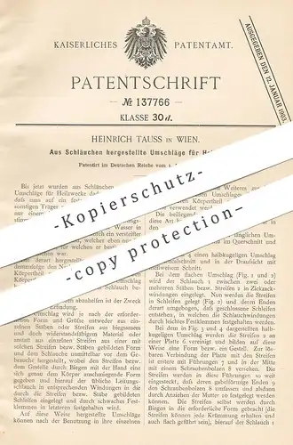 original Patent - Heinrich Tauss , Wien , Österreich , 1901 , Umschlag für Heilzwecke aus Schlauch | Medizin | Kautschuk