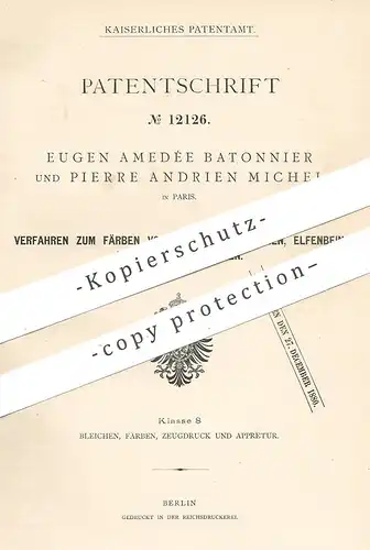 original Patent - Eugen Amedée Batonnier , Pierre Andrien Michel , Paris Frankreich | Färben von Holz , Horn , Elfenbein