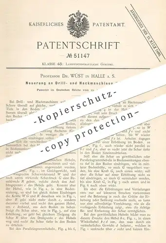 original Patent - Prof. Dr. Wüst , Halle / Saale , 1889 , Hebel für Drillmaschine u. Hackmaschine | Drillen | Landwirt !