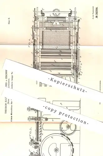 original Patent - Theodor Eugène Schiefner , Essonnes , Seine et Oise , Frankreich , 1885 , Kämmmaschine für Ramie !!