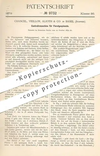 original Patent - Chancel , Veillon , Alioth & Co. , Basel , Schweiz , 1879 , Kontrolliermaschine für Floretgespinste