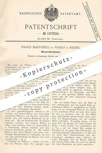 original Patent - Paolo Martinelli fu Paolo , Neapel  Italien 1898 , Wasserröhrenkessel | Wasser - Röhrenkessel | Kessel