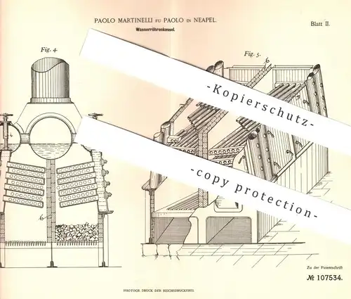 original Patent - Paolo Martinelli fu Paolo , Neapel  Italien 1898 , Wasserröhrenkessel | Wasser - Röhrenkessel | Kessel