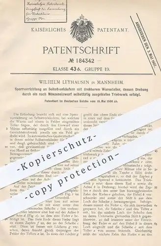 original Patent - Wilhelm Leyhausen , Mannheim , 1906 , Sperrung an Automaten für Waren mit Münzweinwurf !!