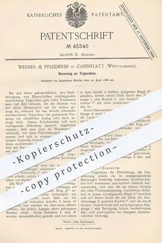 original Patent - Werner & Pfleiderer , Cannstatt / Stuttgart , 1888 , Teigwalze | Teigwalzen | Teig - Walze , Bäcker !