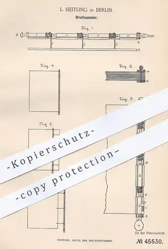original Patent - L. Heitling , Berlin , 1888 ,  Briefsammler | Brief - Sammler | Papier , Ordner , Buchbinder , Buch !!