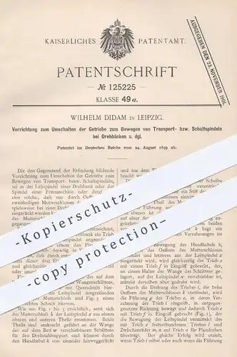 original Patent - Wilhelm Didam , Leipzig , 1899 , Umschalten der Getriebe an Drehbänken | Drehbank , Fräsen , Metall !!
