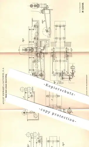 original Patent - August Schwarze , Kattowitz , 1900 , Mittels Kurbel wirkende Hebevorrichtung | Antrieb , Aufzug