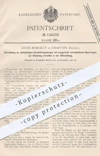 original Patent - Louis Boirault , Chartres , Frankreich , 1900 , selbsttätige Eisenbahnkupplung | Eisenbahn - Kupplung