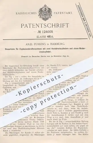 original Patent - Axel Fussing , Hamburg , 1899 , Steuerhahn für Motoren | Gasmotor , Gas - Motor | Zylinder , Viertakt