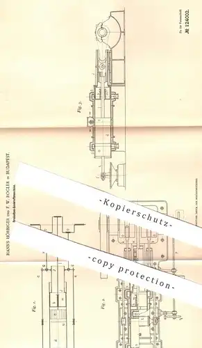 original Patent - Hanns Hörbiger , F. W. Rogler , Budapest , 1900 , Dreikolben - Gaskraftmaschine | Gasmotor , Gas Motor