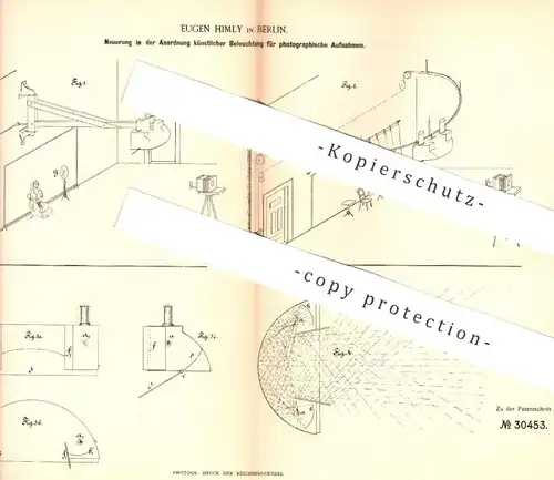 original Patent - Eugen Himly , Berlin , 1884 , künstliche Beleuchtung in der Fotografie | Fotograf , Kamera , Foto !!