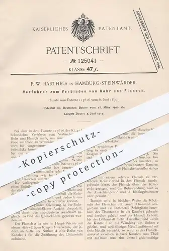 original Patent - F. W. Barthels , Hamburg / Steinwärder , 1900 , Verbinden von Rohr & Flansch | Rohr , Löten , Klempner