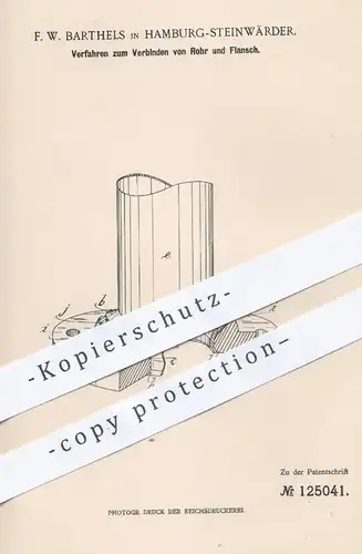 original Patent - F. W. Barthels , Hamburg / Steinwärder , 1900 , Verbinden von Rohr & Flansch | Rohr , Löten , Klempner