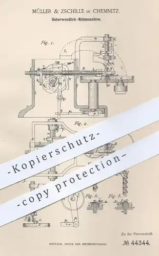 original Patent - Müller & Zschille , Chemnitz , 1887 , Überwendlich - Nähmaschine | Nähmaschinen | Nähen , Schneider
