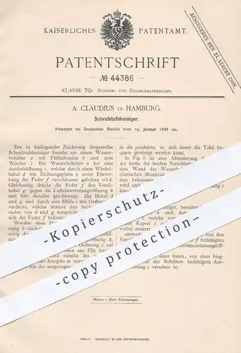 original Patent - A. Claudius , Hamburg , 1888 , Schreibtafelreiniger | Tafel , Kreidetafel , Schule , Schultafel !!!