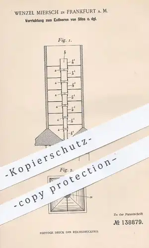 original Patent - Wenzel Miersch , Frankfurt / Main , 1902 , Entleeren von Silo | Abfluss , Wasser , Klärgrube !!