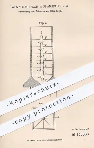 original Patent - Wenzel Miersch , Frankfurt / Main , 1902 , Entleeren von Silo | Abfluss , Wasser , Klärgrube !!