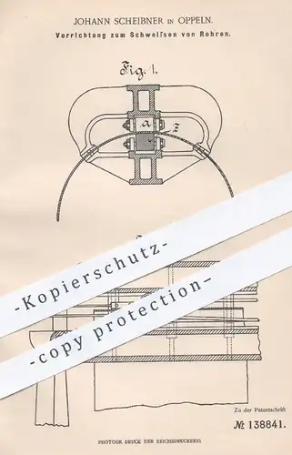 original Patent - Johann Scheibner , Oppeln , 1902 , Schweißen von Rohren | Schweißer , Rohr , Eisen , Walzen