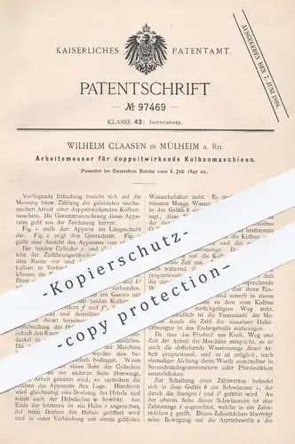original Patent - Wilhelm Claasen , Mülheim / Ruhr , 1897 , Arbeitsmesser für Kolbenmaschinen | Motor , Motoren , Kolben