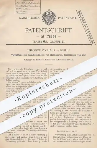original Patent - Theodor Zschack , Berlin , 1905 , Entalkoholisieren von Bier , Alkohol | Wein , Likör , Sekt  Getränke