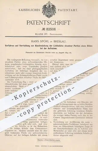 original Patent - Hans Spörl , Breslau , 1894 , Abschwächung der Lichtstärke bei Foto - Aufnahme | Fotograf , Fotografie