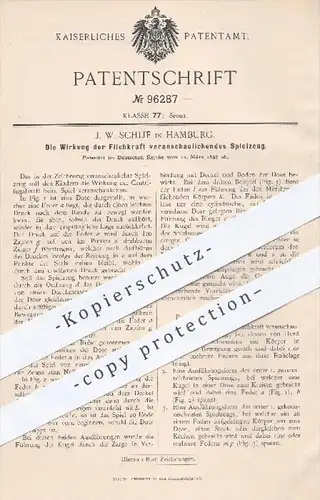original Patent - J. W. Schlie in Hamburg , 1897 , Die Wirkung der Fliehkraft veranschaulichendes Spielzeug | Spiel !!!