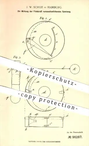 original Patent - J. W. Schlie in Hamburg , 1897 , Die Wirkung der Fliehkraft veranschaulichendes Spielzeug | Spiel !!!