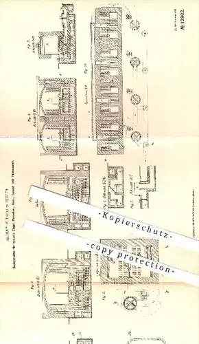 original Patent - A. Pütsch , Berlin 1880 , Gasbrennofen für Ziegel u. Waren aus Porzellan , Stein , Zement , Ton | Ofen