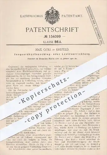 original Patent - Max Goll , Krefeld , 1901 , Jaquardkartenschlagmaschine o. Leviervorrichtung | Klaviatur , Jaquard !!!